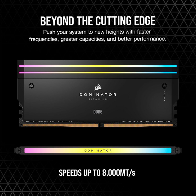 خرید رم Corsair Dominator Titanium RGB - ظرفیت 96 گیگابایت - DDR5 - پک دوتایی - مدل Intel XMP - فرکانس 6600 مگاهرتز - CL32 - سیاه